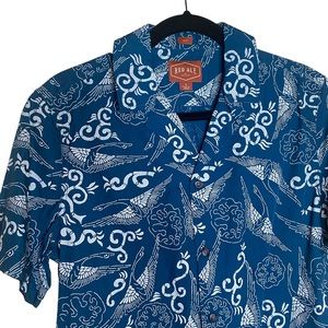 Red Ale Patterned Men's Short Sleeve Button Up